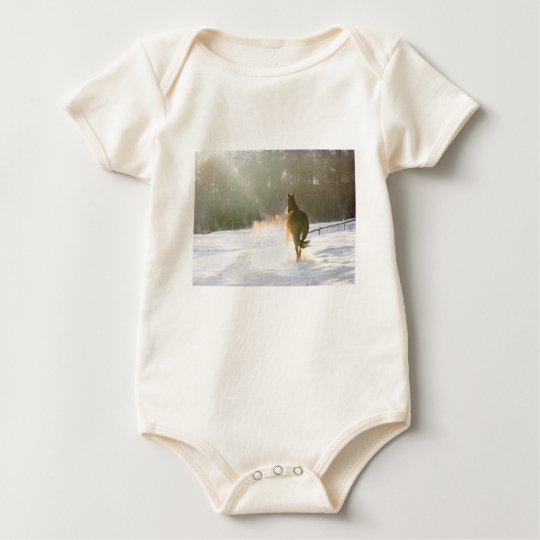 Horse in the snow baby bodysuit