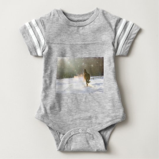 Horse in the snow baby bodysuit