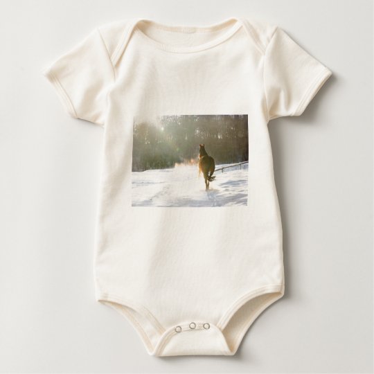 Horse in the snow baby bodysuit
