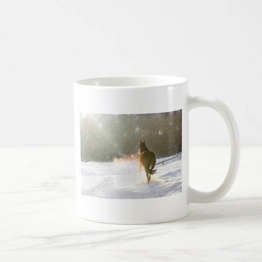 Horse in the snow coffee mug
