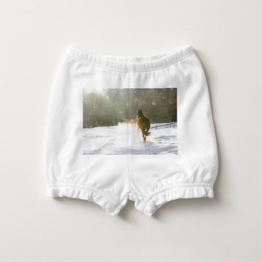 Horse in the snow diaper cover