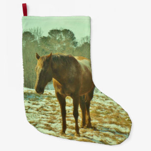 Horse in the Snow Large Christmas Stocking