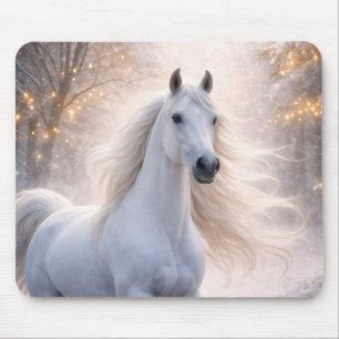 Horse in the Snow with Lights Christmas  Mouse Pad