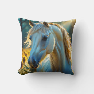 horse in the sunflowers throw pillow