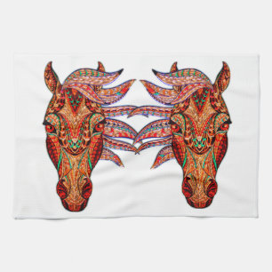 Horse jewel mosaic colorful cowgirl equestrian kitchen towel