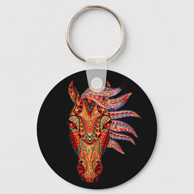 Horse jewel mosaic colourful cowgirl equestrian keychain (Front)