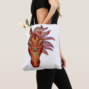 Horse jewel mosaic colourful cowgirl equestrian tote bag