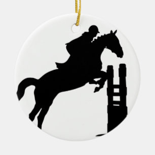 Horse Jump Silhouette Ceramic Ornament