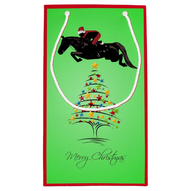 Horse Jumping Christmas Small Gift Bag (Back)