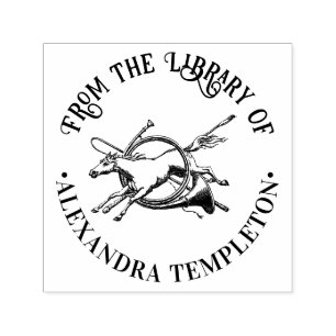 Horse Jumping Through Horn Library Book Name Self-inking Stamp
