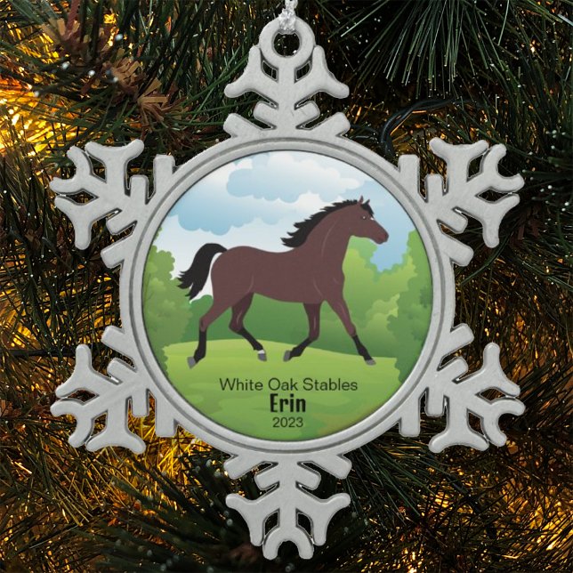 Horse Keepsake with Customizable Breed Snowflake Pewter Christmas Ornament (Creator Uploaded)