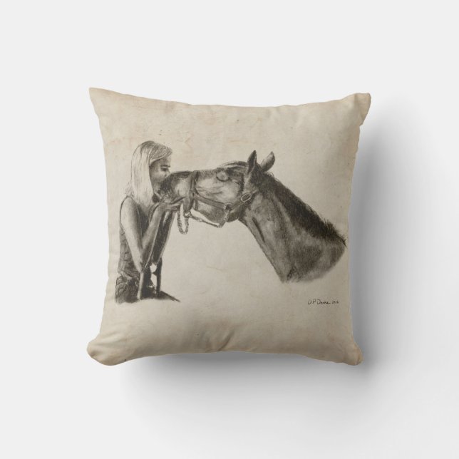 Horse Kisses Throw Pillow (Front)