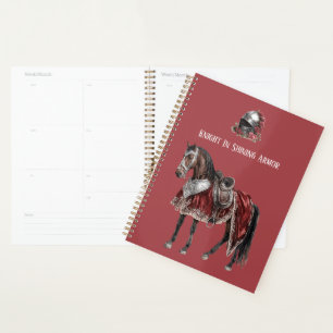 Horse Knight in Shining Armour Helmet Red Roses Planner