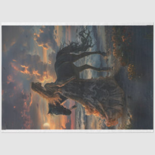 Horse & Lady Beach and Sun Set Decoupage,  Tissue Paper