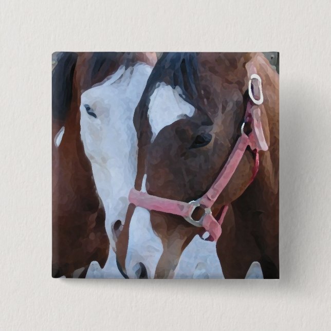Horse Love 2 Inch Square Button (Front)