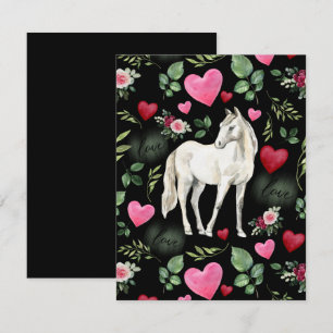 Horse Love Valentine’s Day Card in Black