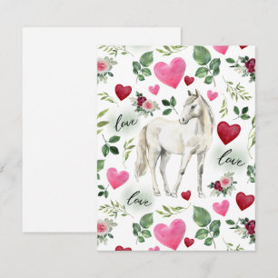 Horse Love Valentine’s Day Card in White