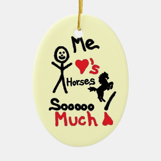 Horse Lover Cartoon Ceramic Ornament (Front)