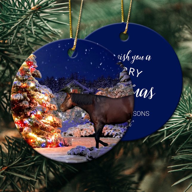 Horse lover Christmas tree Silent night Ceramic Ornament (Horse lover Christmas tree Silent night Ceramic Ornament)