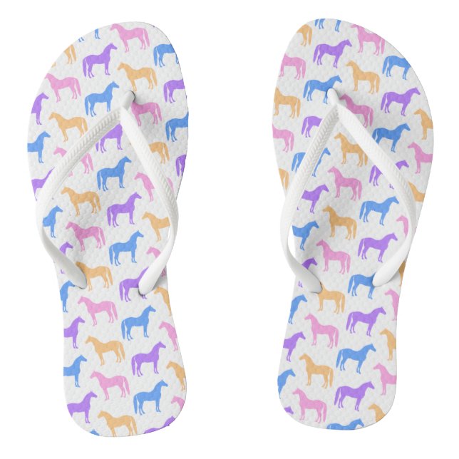 Horse Lover Colorful Equestrian Rider Flip Flops (Footbed)