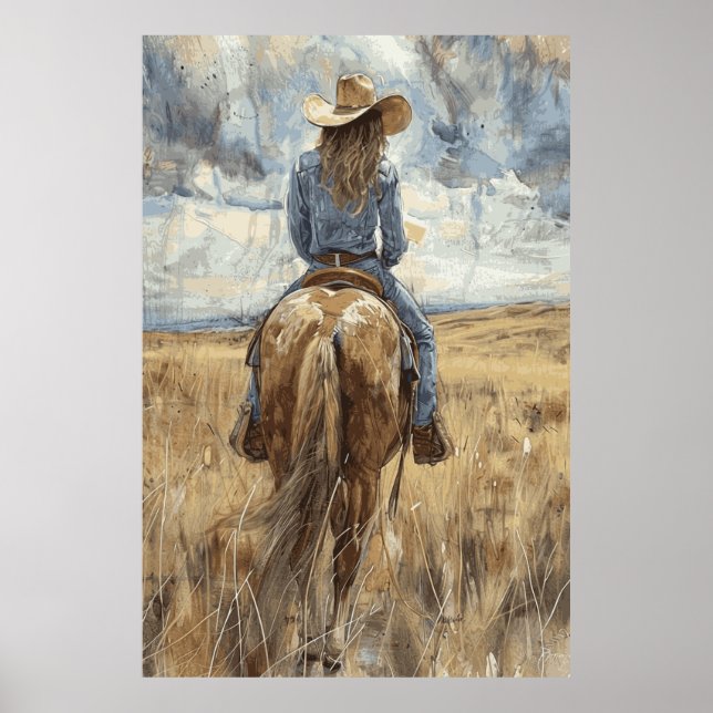 Horse Lover Cowgirl Art Poster (Front)
