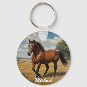 Horse Lover Custom Photo and Name Personalized Keychain