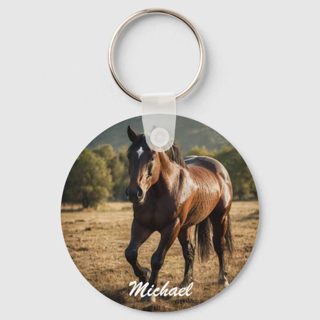 Horse Lover Custom Photo and Name Personalized     Keychain (Front)