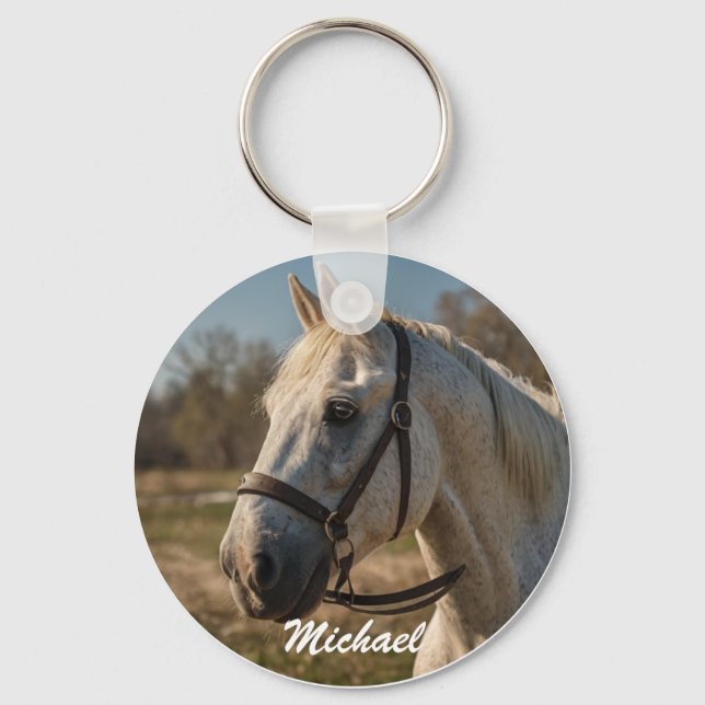 Horse Lover Custom Photo and Name Personalized     Keychain (Front)