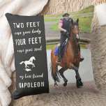 Horse Lover Customized Modern Photo Equestrian  Throw Pillow<br><div class="desc">Celebrate your best friend with a custom pet horse memorial pillow in a white marble Introducing the Horse Lover Pillow - the perfect equestrian gift for any horse lover out there! This modern pillow is not only a beautiful keepsake, but also a touching memorial for those who have lost their...</div>