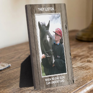 Horse lover dark wood rustic with a photo plaque