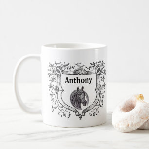 Horse Lover Equestrian Crest with First Name Coffee Mug