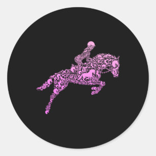 Horse Lover Girl Horseback Riding Women Classic Round Sticker