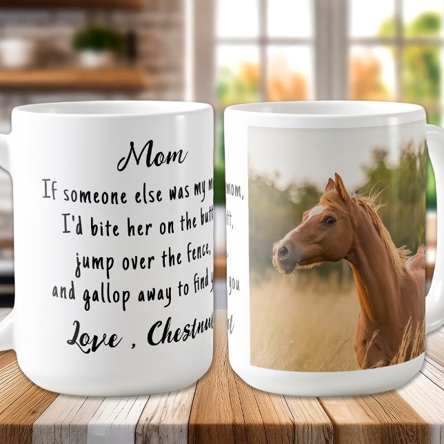 Horse Lover Horse Mom Custom Equestrian Photo Coffee Mug (Creator Uploaded)