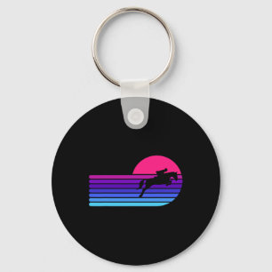 Horse Lover Horseback Riding Equestrian Retro Suns Keychain
