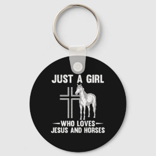 Horse Lover Jesus Devotee Equestrian Girls Women H Keychain
