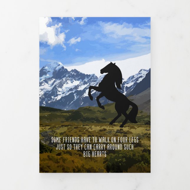 Horse Lover My Horse Is My Big Heart Tri-Fold Holiday Card (Cover)