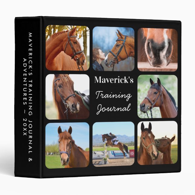 Horse Lover Personalized Modern 11 Photo Collage Binder (Front/Spine)