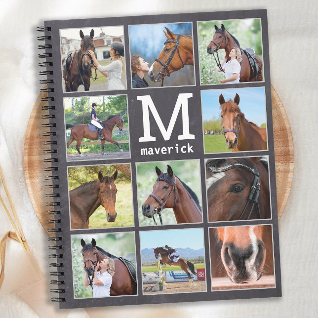 Horse Lover Personalized Monogram 11 Photo Collage Notebook (Creator Uploaded)