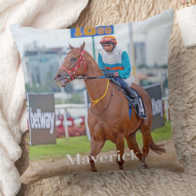 Horse Lover Personalized Pet Photo Equestrian Throw Pillow (Creator Uploaded)