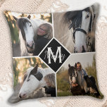 Horse Lover Photo Collage Throw Pillow<br><div class="desc">Celebrate your best friend with a custom Monogram Horse Photo Collage Pillow . When you have so many fun memories and photos , one photo isn't enough . Our Horse Photo Pillow has eight photos total . Pillow is double sided , four front , four back . Whether you have...</div>