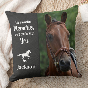 Horse Lover Photo Pet Horse Memorial Throw Pillow