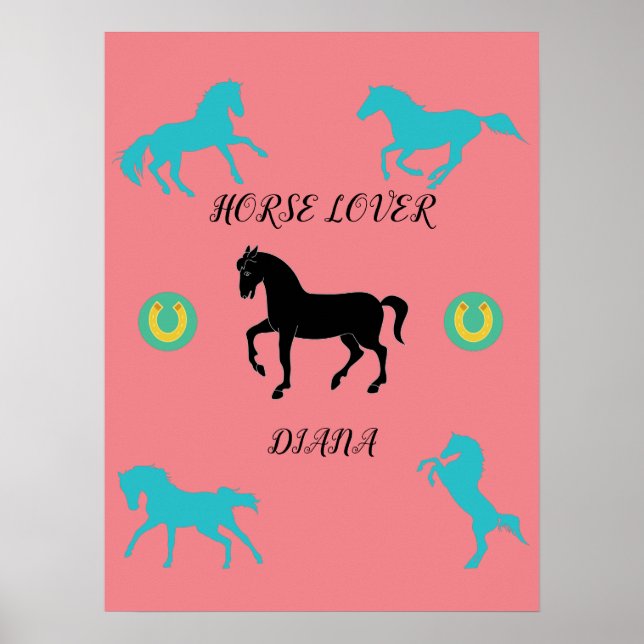 Horse Lover poster with personalized name. (Front)