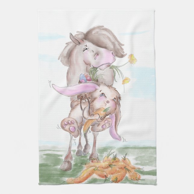 horse lover present for Easter Kitchen Towel (Vertical)