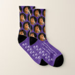 Horse Lover Quote Purple Equestrian Photo Socks<br><div class="desc">"Two Feet Move Your Body, Four Feet Move Your Soul" Step into the world of elegance and heartfelt connection with our personalized Horse Photo Socks. These unique socks are the perfect way to keep the spirit of your beloved equine companion close, whether galloping through memories or simply lounging at home....</div>