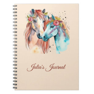 Horse Lover Riding Aquarelle Nom Journal
