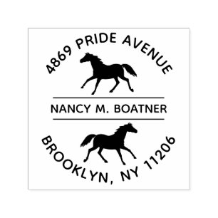 Horse Lover Round Return Address Self Inking Stamp