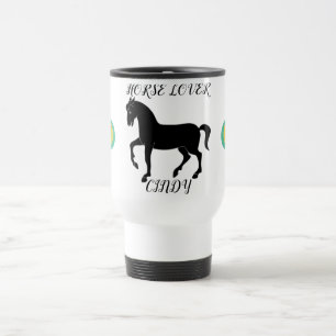 Horse Lover travel mug with personalized name.