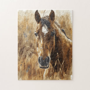 Horse Lover Watercolor Art  for Birthday Jigsaw Puzzle