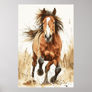 Horse Lover Watercolor Art Poster