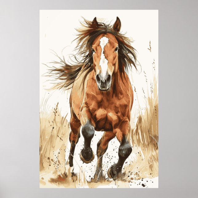 Horse Lover Watercolor Art Poster (Front)